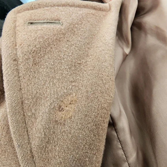 Vintage DonnyBrook Tan Camel Double Breasted Wool Belted Coat Size 14 - Picture 9 of 12